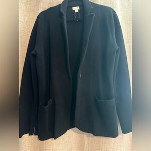 J. Crew women’s knit blazer Schoolboy Sweater Blazer black Size L BF227